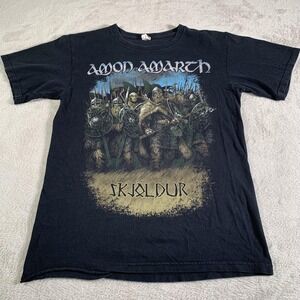 VTG Amon Amarth Shirt Mens Small Black Skjoldur Viking Metal Band Graphic Anvil